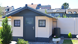 Gartenhaus Motiv Standard Prestige in weiß-grau